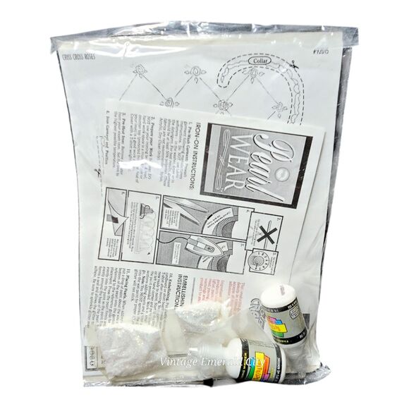 Vtg Full Color Craft Fashion Kit Pearl Wear Criss Cross Roses 92015 Iron Tranfer - Picture 6 of 7